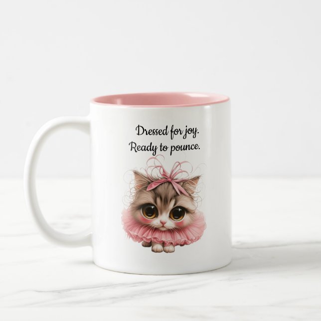 Caneca De Café Em Dois Tons Vestida para a alegria, pronta para saltar. – Cane (Esquerda)