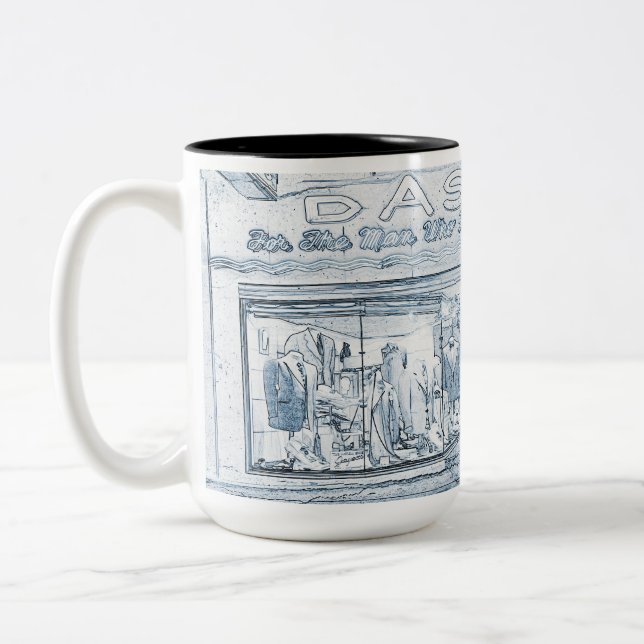 Caneca De Café Em Dois Tons Vestuário de 1940 Janela de Vestígio de Meninos (Esquerda)