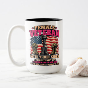 Caneca De Café Em Dois Tons Veterana Feminina Com Três Lados Silencioso Divert