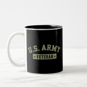 Caneca De Café Em Dois Tons Veterano do Exército dos EUA Bandeira Americana Am