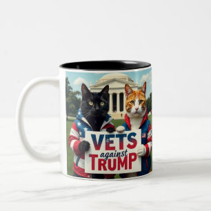 Caneca De Café Em Dois Tons Veteranos Contra Trump Cat