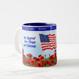 Caneca De Café Em Dois Tons Veteranos das tropas de Mug da América do Deus abe