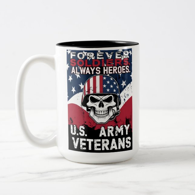 Caneca De Café Em Dois Tons Veteranos do Exército do Crânio (Esquerda)
