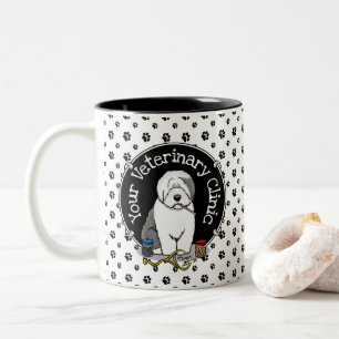 Caneca De Café Em Dois Tons Veterinariana Cinza de ovelha antiga em inglês 1 