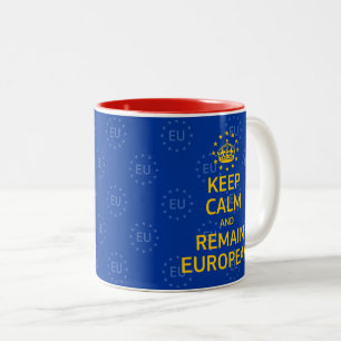 Caneca De Café Em Dois Tons Vetor Moderno Coroa Calma Manter Azul Amarelo Euro