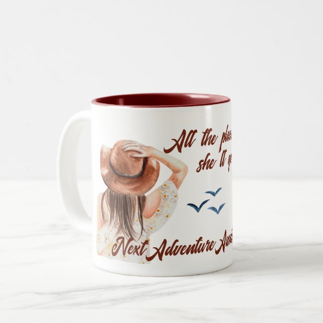 Caneca De Café Em Dois Tons Viagem de aposentadoria - Mulher do Partido Temido (Frente Esquerda)