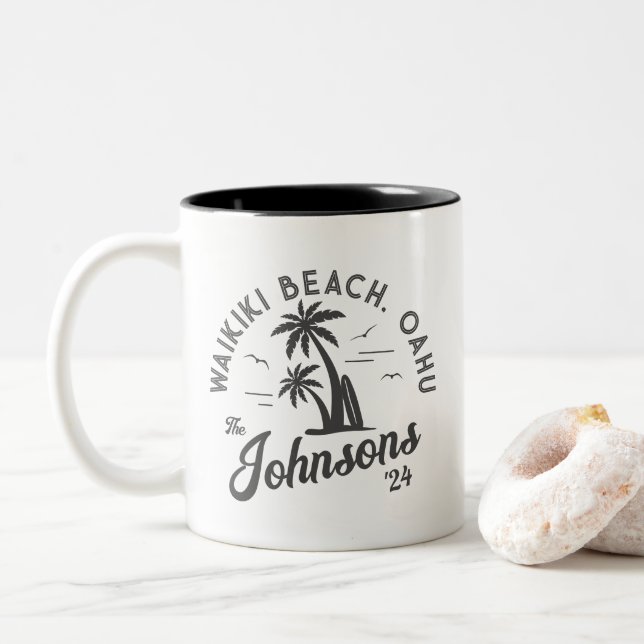 Caneca De Café Em Dois Tons Viagem de Férias Familiares Personalizadas de Summ (Com Donut)