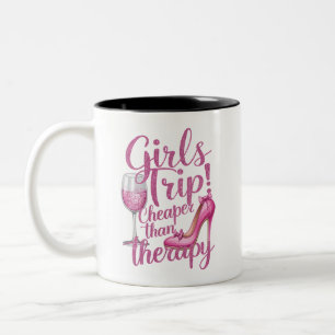 Caneca De Café Em Dois Tons Viagem de Meninas Mais Barata que Terapia de Fim d