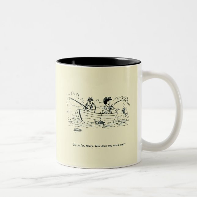 Caneca De Café Em Dois Tons Viagem de Pesca (Direita)