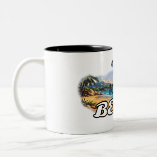Caneca De Café Em Dois Tons Viagem para a Praia Projeto de Fuga do Pôr do Sol
