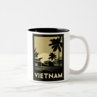 Caneca De Café Em Dois Tons viagem retro do art deco de Vietnam 3Sudeste