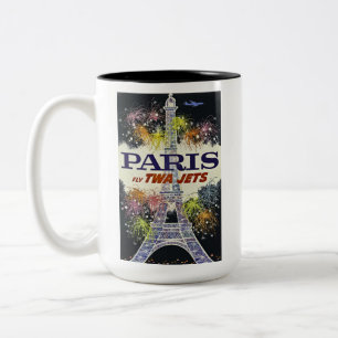 Caneca De Café Em Dois Tons Viagens vintage Eiffel Tower Paris