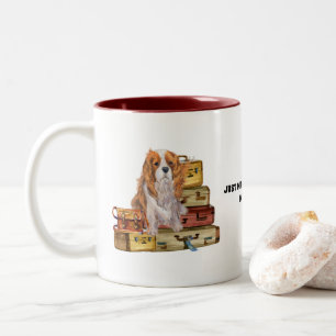 Caneca De Café Em Dois Tons Viajando com meu Blenheim Cavalier King Charles