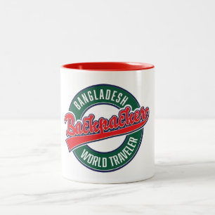 Caneca De Café Em Dois Tons Viajante mundial de mochila Bangladesh