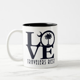 Caneca De Café Em Dois Tons Viajantes de amor descansam 11oz - Mug de café de 