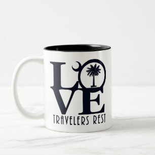 Caneca De Café Em Dois Tons Viajantes de amor descansam 11oz - Mug de café de 
