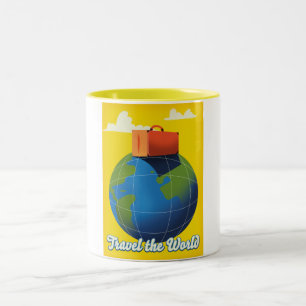 Caneca De Café Em Dois Tons Viaje pelo Mundo