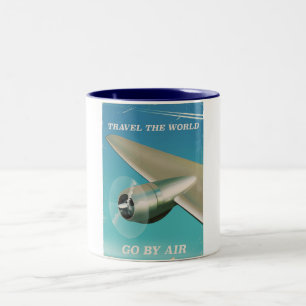 Caneca De Café Em Dois Tons Viaje pelo mundo - Vá de avião.