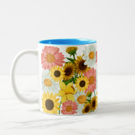 Caneca De Café Em Dois Tons Vias de flores de verão de Mikitiez