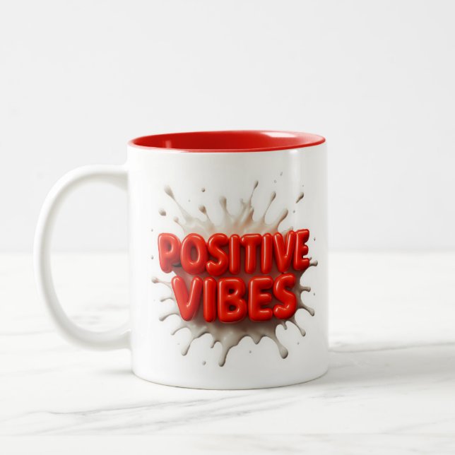 Caneca De Café Em Dois Tons Vibes Positivas (Esquerda)