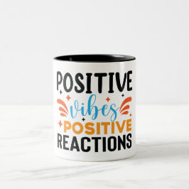 Caneca De Café Em Dois Tons Vibes Positivas | Citação Motivacional