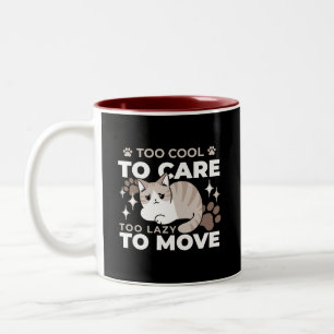 Caneca De Café Em Dois Tons Vibes relaxadas e preguiçosas para Design de gatin