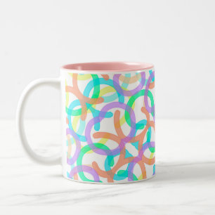 Caneca De Café Em Dois Tons Víblias felizes do Abstrato de Arte Amarelo Pastel