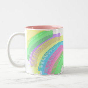 Caneca De Café Em Dois Tons Víblias felizes do Abstrato de Arte Amarelo Pastel