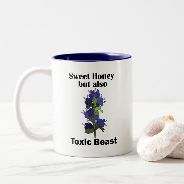 Caneca De Café Em Dois Tons Víbora Bugloss Mel Doce Fera Tóxica Engraçado (Com Donut)