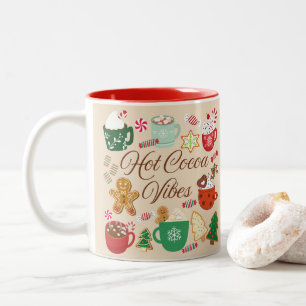Caneca De Café Em Dois Tons Vibrações de Natal com Chocolate Quente