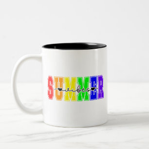 Caneca De Café Em Dois Tons Vibrações de Verão LGBTQ   Orgulho Arco-Íris