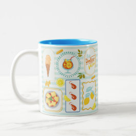 Caneca De Café Em Dois Tons Vibrações de Verão Mediterrâneo