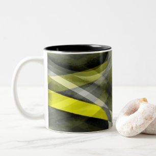 Caneca De Café Em Dois Tons Vibrações dos Anos Oitenta Narciso Amarelo e Cinza