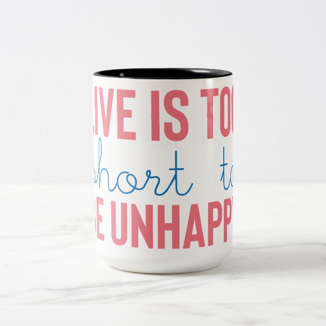 Caneca De Café Em Dois Tons Vibrações Positivas | Citação Motivacional (Centro)