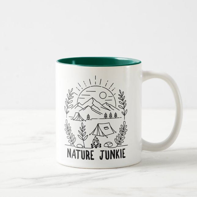 Caneca De Café Em Dois Tons Viciado em Natureza (Direita)