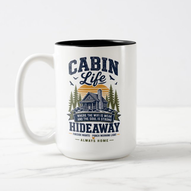 Caneca De Café Em Dois Tons Vida de Cabana Escondido (Esquerda)