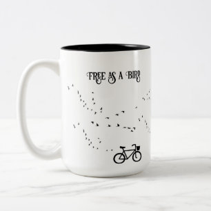 Caneca De Café Em Dois Tons Vida de Ciclismo Livre como um Pássaro Arte Preto