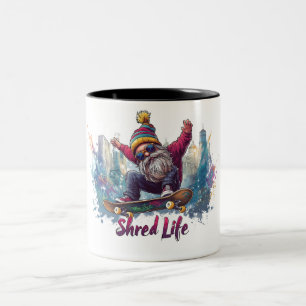 Caneca De Café Em Dois Tons Vida Partilhada - Gnomo Legal do Skateboard
