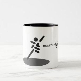 Caneca De Café Em Dois Tons Vida saudável - Mug de café com marca corporativa