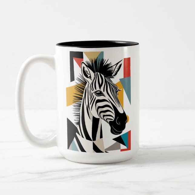 Caneca De Café Em Dois Tons Vida Selvagem Africana Zebra Geométrica legal (Esquerda)