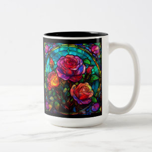 Caneca De Café Em Dois Tons Vidro Retido Rose Bouquet