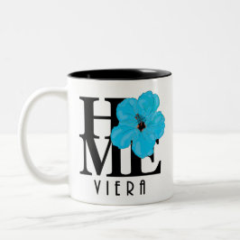 Caneca De Café Em Dois Tons Viera HOME Blue Hibiscus 110z