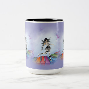 Caneca De Café Em Dois Tons Vignette Musical Keyboard Faerie