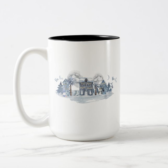 Caneca De Café Em Dois Tons Vila do País das Maravilhas de Inverno (Esquerda)