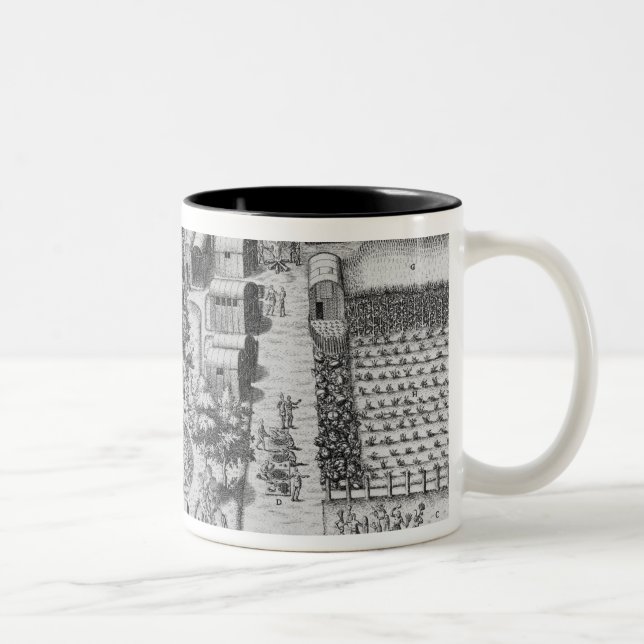 Caneca De Café Em Dois Tons Vila indiana de Secoton (Direita)