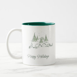 Caneca De Café Em Dois Tons Vila Snowy de Natal Personalizada