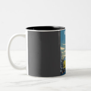 Caneca De Café Em Dois Tons Vilnius Lituânia Vintage Retro Mínimo Viagem Pos