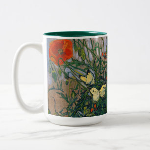 Caneca De Café Em Dois Tons Vincent van Gogh - Borboletas e Papoulas