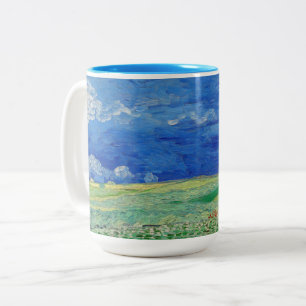 Caneca De Café Em Dois Tons Vincent van Gogh - Campos de trigo sob nuvens de t