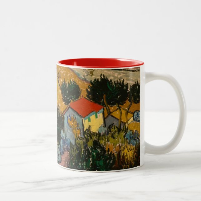 Caneca De Café Em Dois Tons Vincent van Gogh | Paisagem com House & Plowman (Direita)